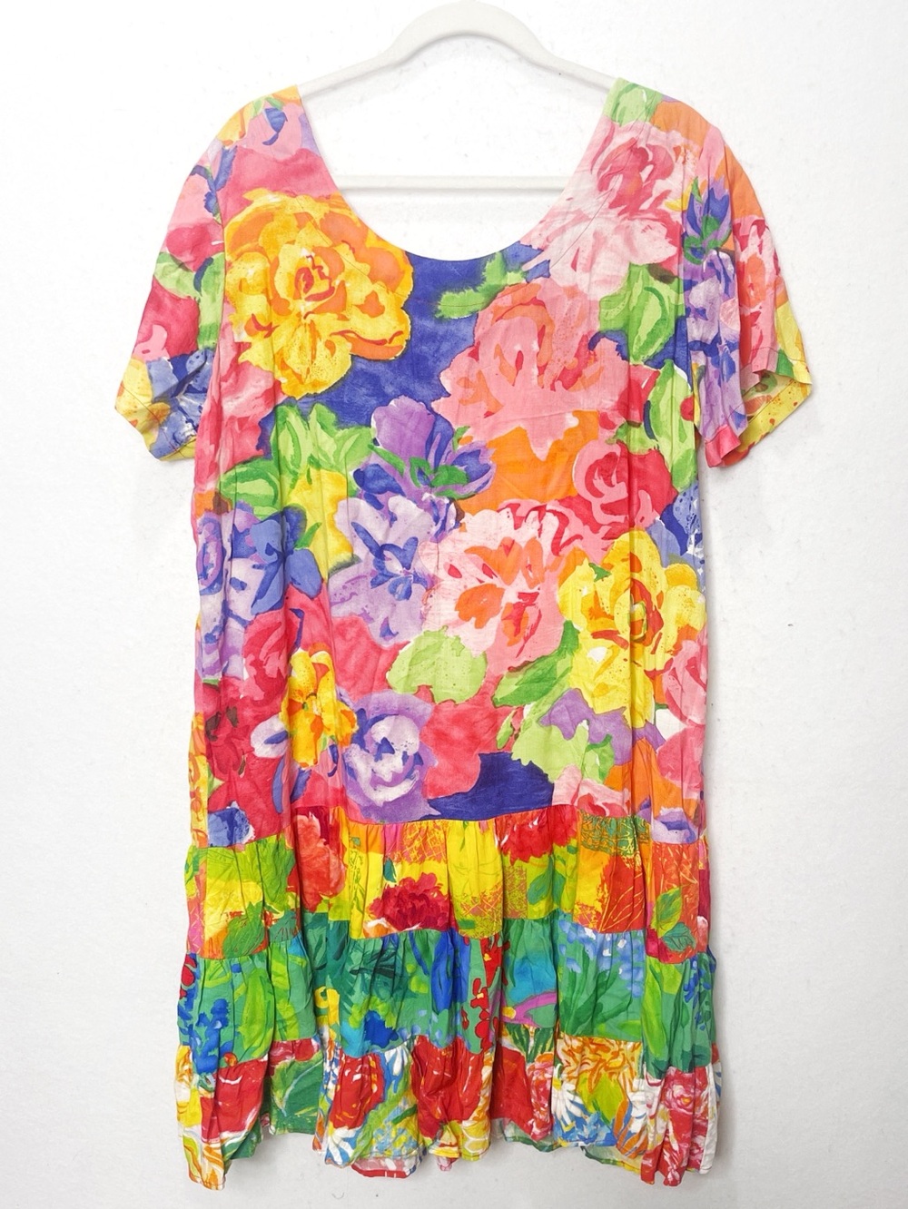 Jams World Hattie Splendor Tiered Flower Print Dress Colorful Hawaiian Boho XXL - Picture 2 of 5